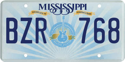 MS license plate BZR768