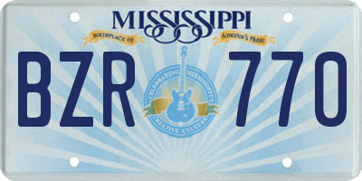 MS license plate BZR770