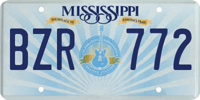 MS license plate BZR772