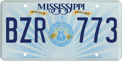 MS license plate BZR773