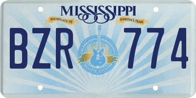 MS license plate BZR774