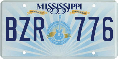 MS license plate BZR776