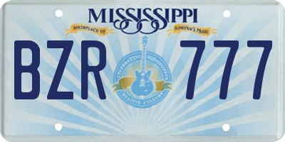 MS license plate BZR777