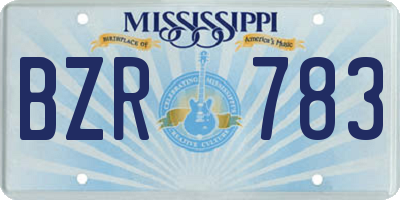 MS license plate BZR783