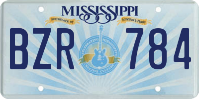 MS license plate BZR784