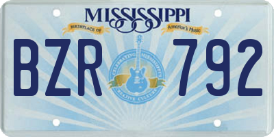 MS license plate BZR792