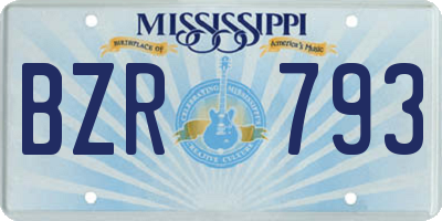 MS license plate BZR793