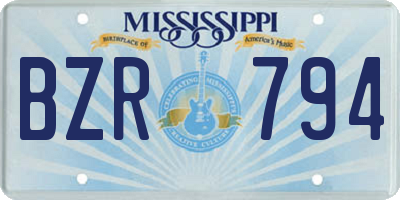 MS license plate BZR794
