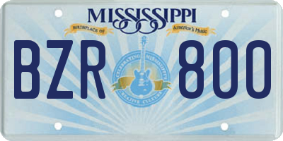 MS license plate BZR800