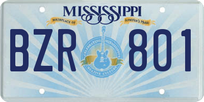 MS license plate BZR801