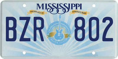 MS license plate BZR802