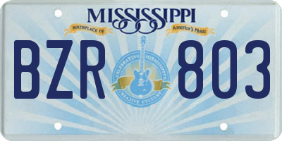 MS license plate BZR803