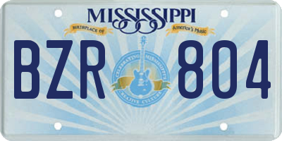 MS license plate BZR804