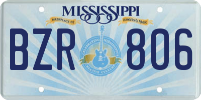 MS license plate BZR806