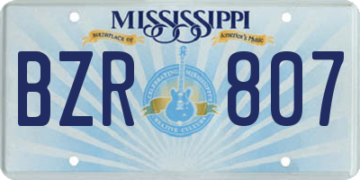 MS license plate BZR807