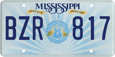 MS license plate BZR817