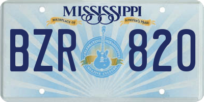MS license plate BZR820