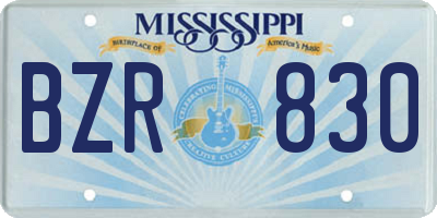 MS license plate BZR830