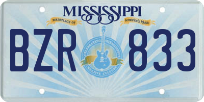 MS license plate BZR833