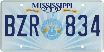MS license plate BZR834