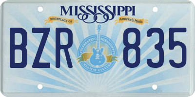 MS license plate BZR835