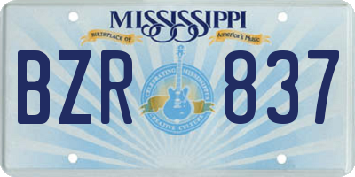 MS license plate BZR837