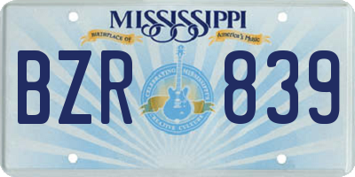 MS license plate BZR839