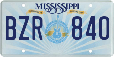 MS license plate BZR840