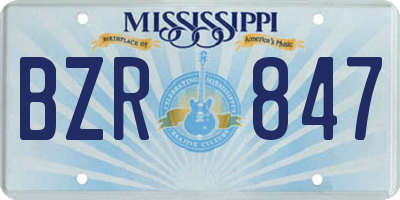 MS license plate BZR847