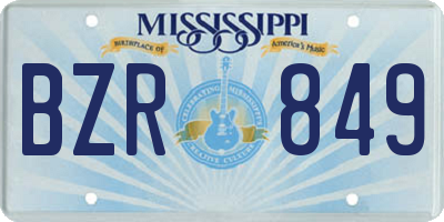 MS license plate BZR849
