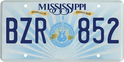 MS license plate BZR852