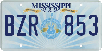 MS license plate BZR853