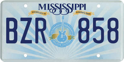MS license plate BZR858