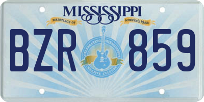 MS license plate BZR859