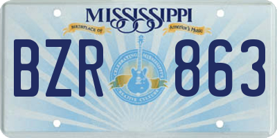 MS license plate BZR863