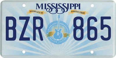 MS license plate BZR865