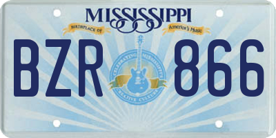 MS license plate BZR866