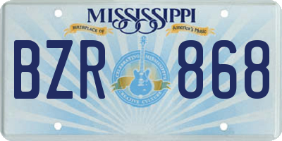 MS license plate BZR868