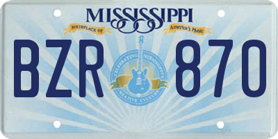 MS license plate BZR870