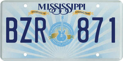 MS license plate BZR871