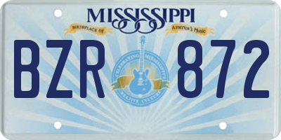 MS license plate BZR872