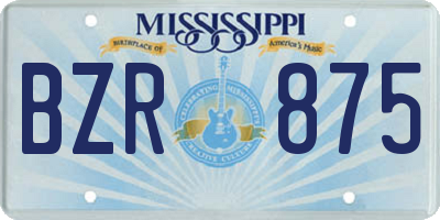MS license plate BZR875