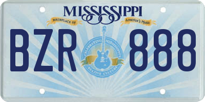 MS license plate BZR888