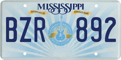 MS license plate BZR892