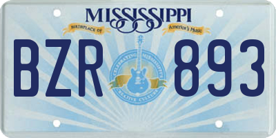 MS license plate BZR893
