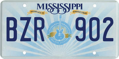 MS license plate BZR902