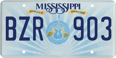 MS license plate BZR903