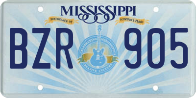 MS license plate BZR905