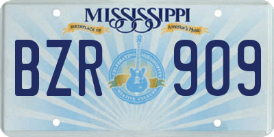 MS license plate BZR909