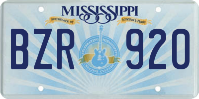 MS license plate BZR920
